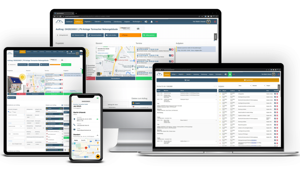 Cloudsoftware Handwerkersoftware openHandwerk - Geräte Browser und mobile Geräte