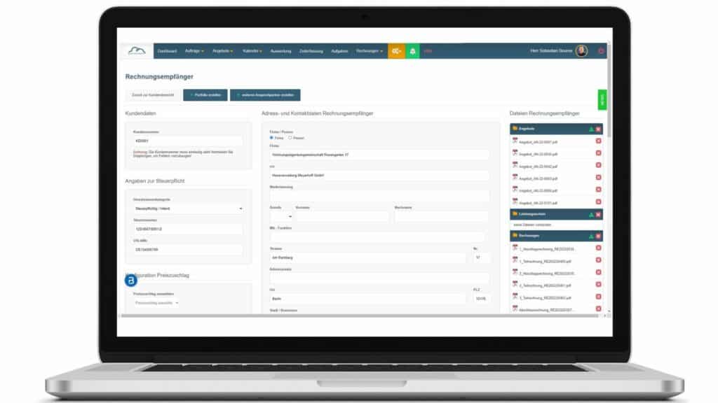Rechnungsempfänger anlegen in der Cloudsoftware openHandwerk