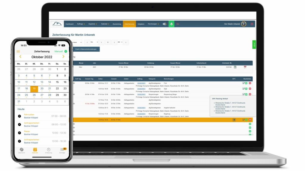 Zeiterfassung in der Cloudsoftware openHandwerk