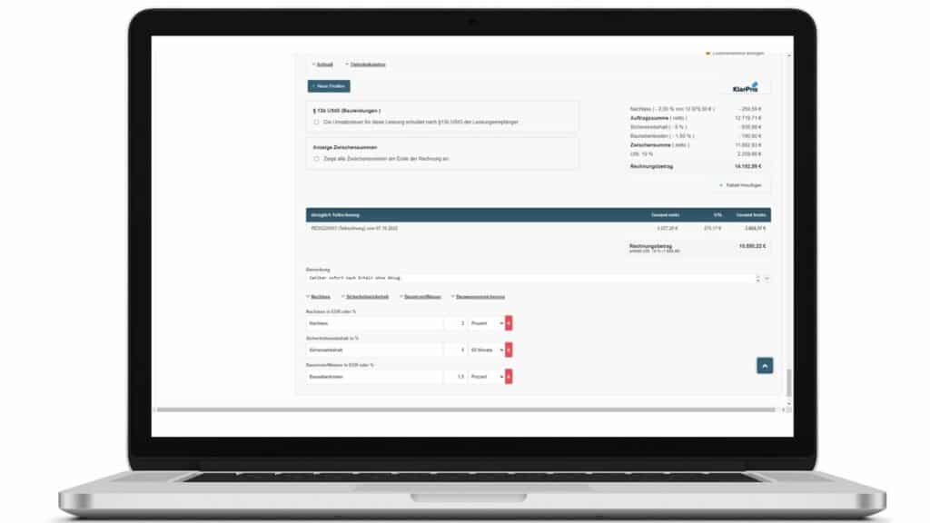 kumulative Teilrechnung erstellen in der Cloudsoftware openHandwerk
